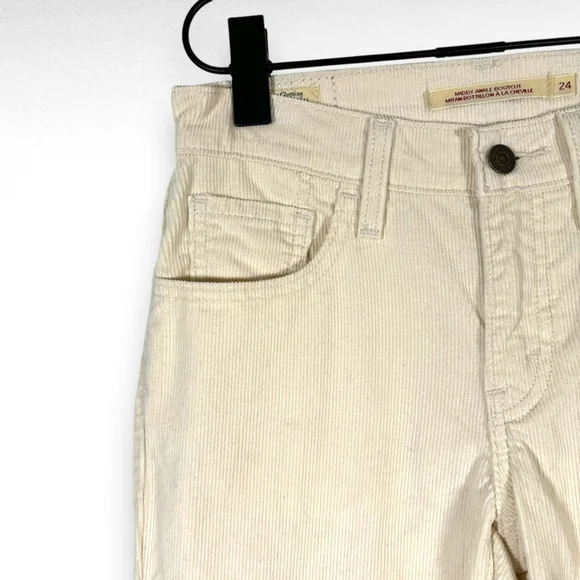 Levis Middy Ankle Bootcut Corduroy Jeans Pants Cream Casual Neutral Size 24 - Picture 10 of 14